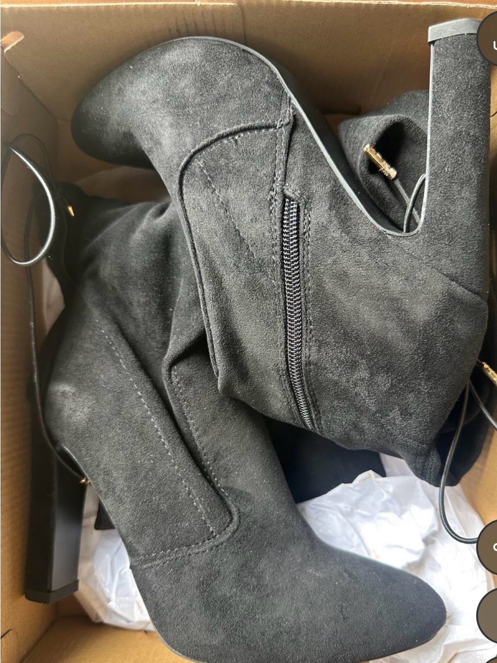 JustFab Black Suede Over-the-Knee Block Heel Boots